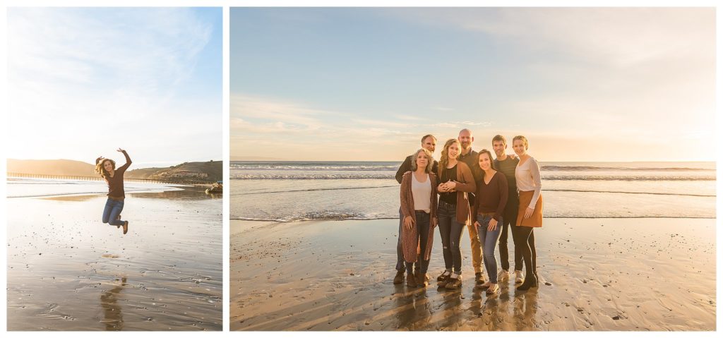 Family photo session in Avila Beach at golden hour